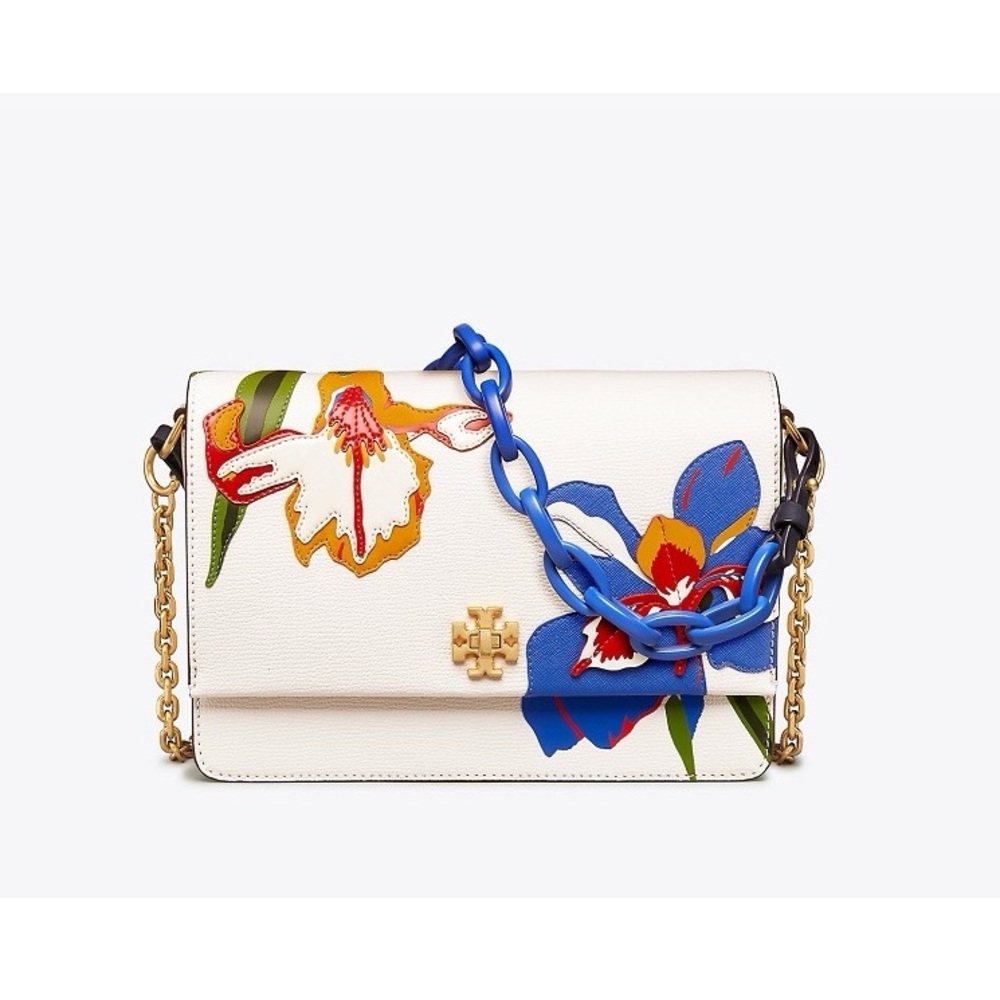 Tory Burch Kira Floral Irises Double Strap Shoulder Bag